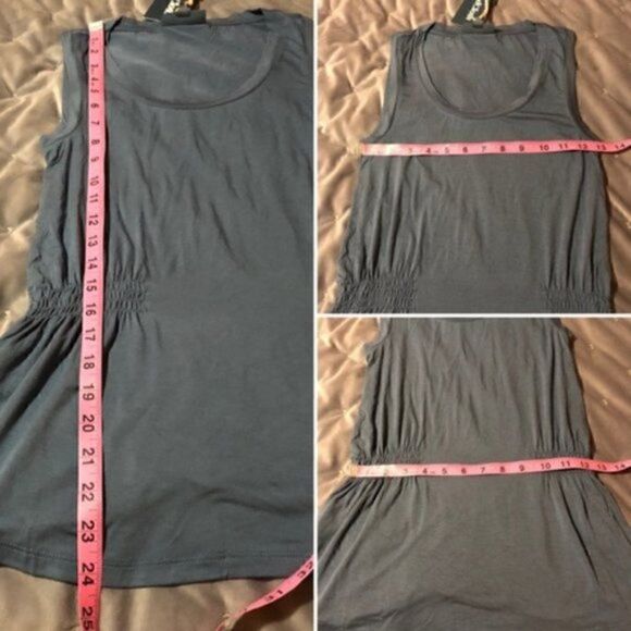 Modcloth Side Smocked Tank Top Easily Leisurely Knit Blue XXS - Picture 12 of 12